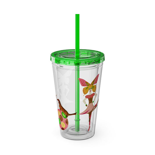 Ballerina Babes - (Tia) Sunsplash Tumbler with Straw, 16oz