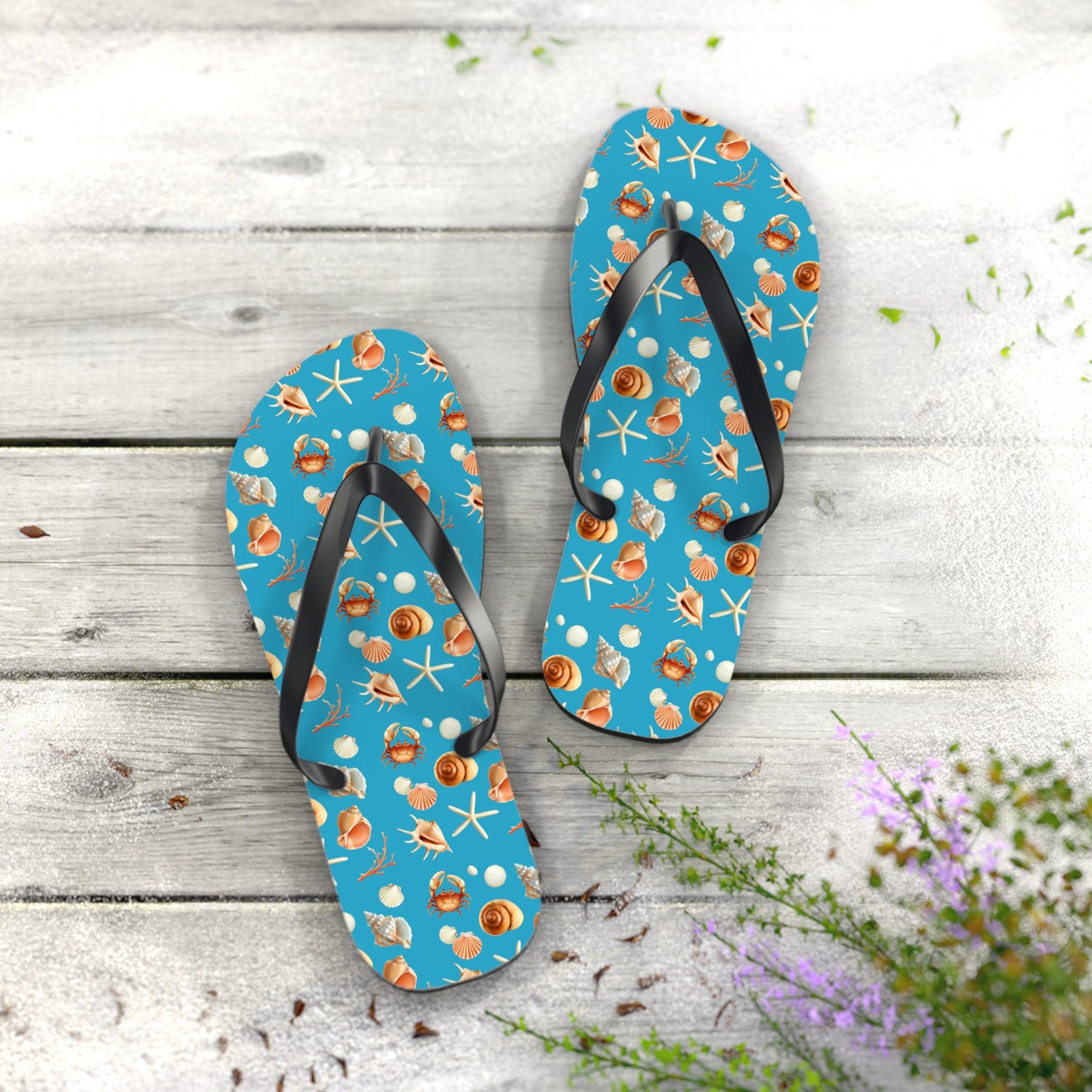 Sea Shells by the Seashore Flip Flops (S = 7/8  US)