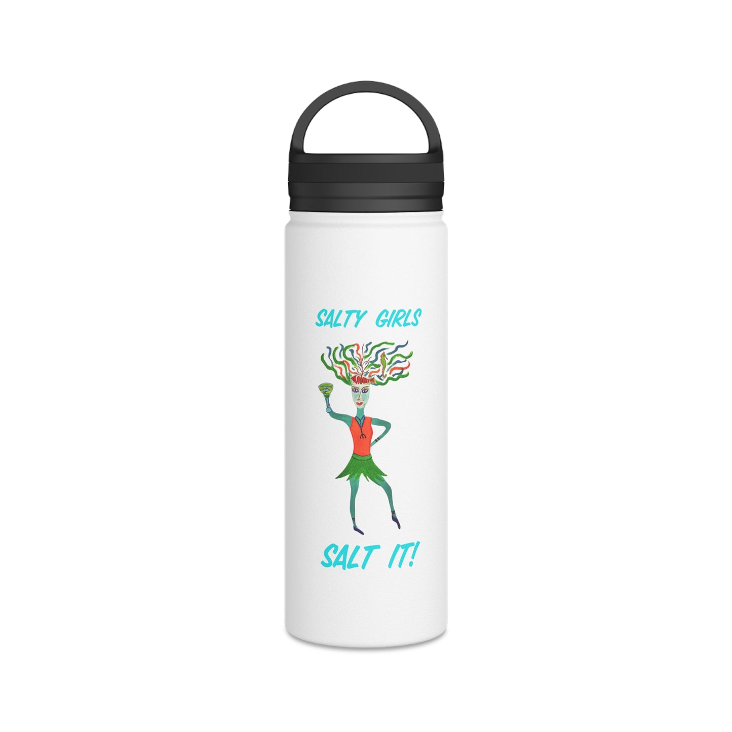 Salty Girls - "Salt It!" Stainless Steel Water Bottle, Handle Lid