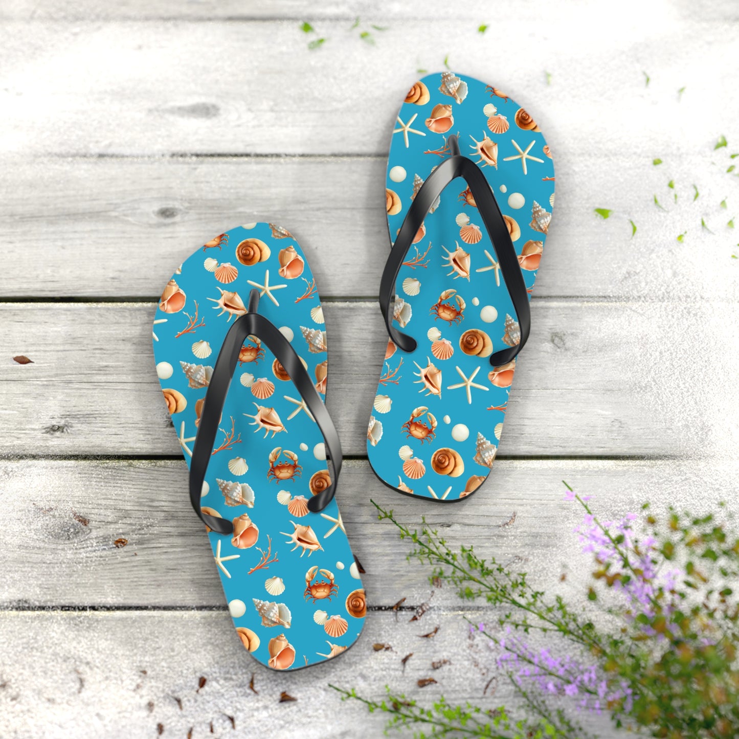 Sea Shells by the Seashore Flip Flops (M = 9/10 US)