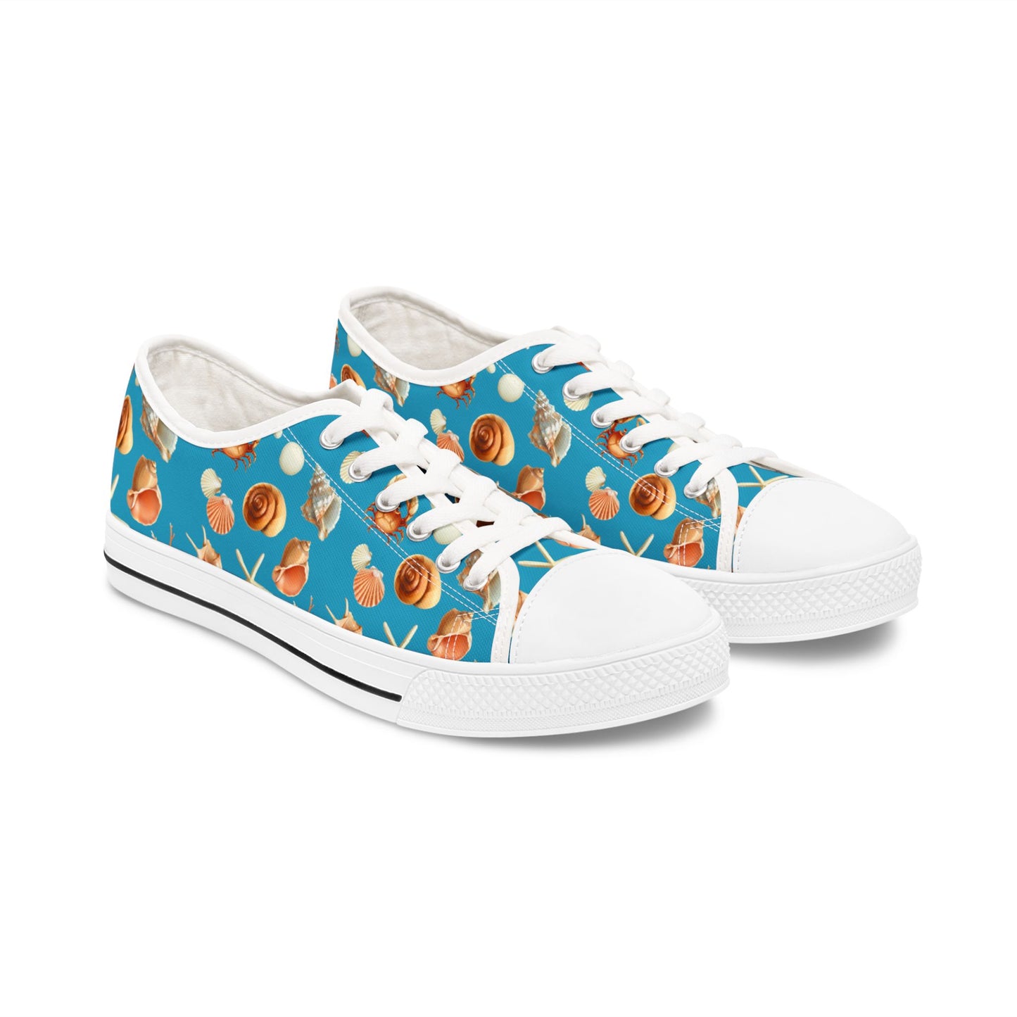 Seashells Women's Low Top Sneakers - Beach Vibes Casual Footwear