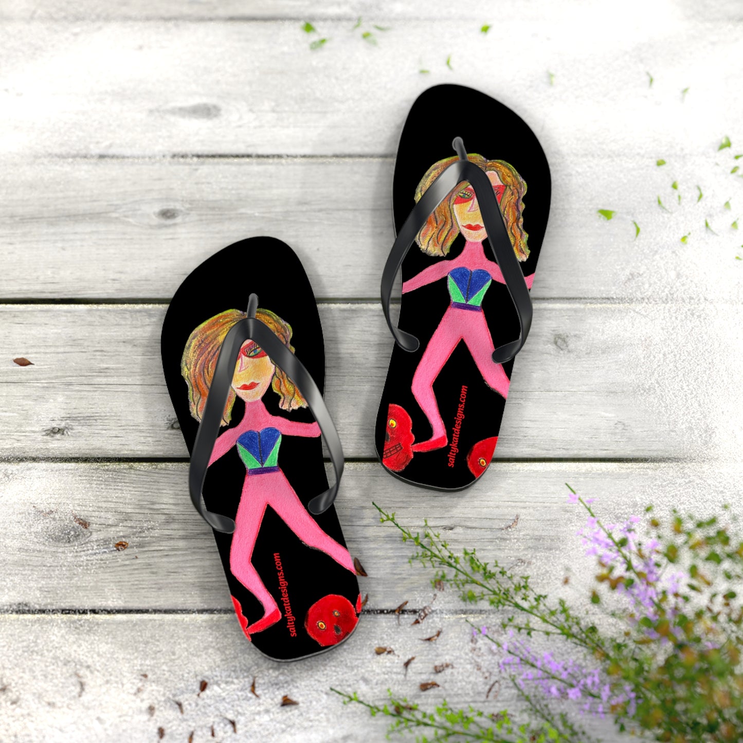 Super Heroine "PUSH" - Flip Flops (M) 9-10