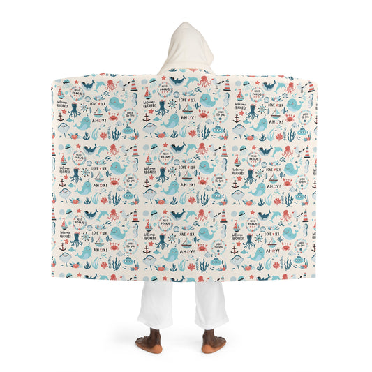 Hello Ocean Hooded Sherpa Fleece Blanket