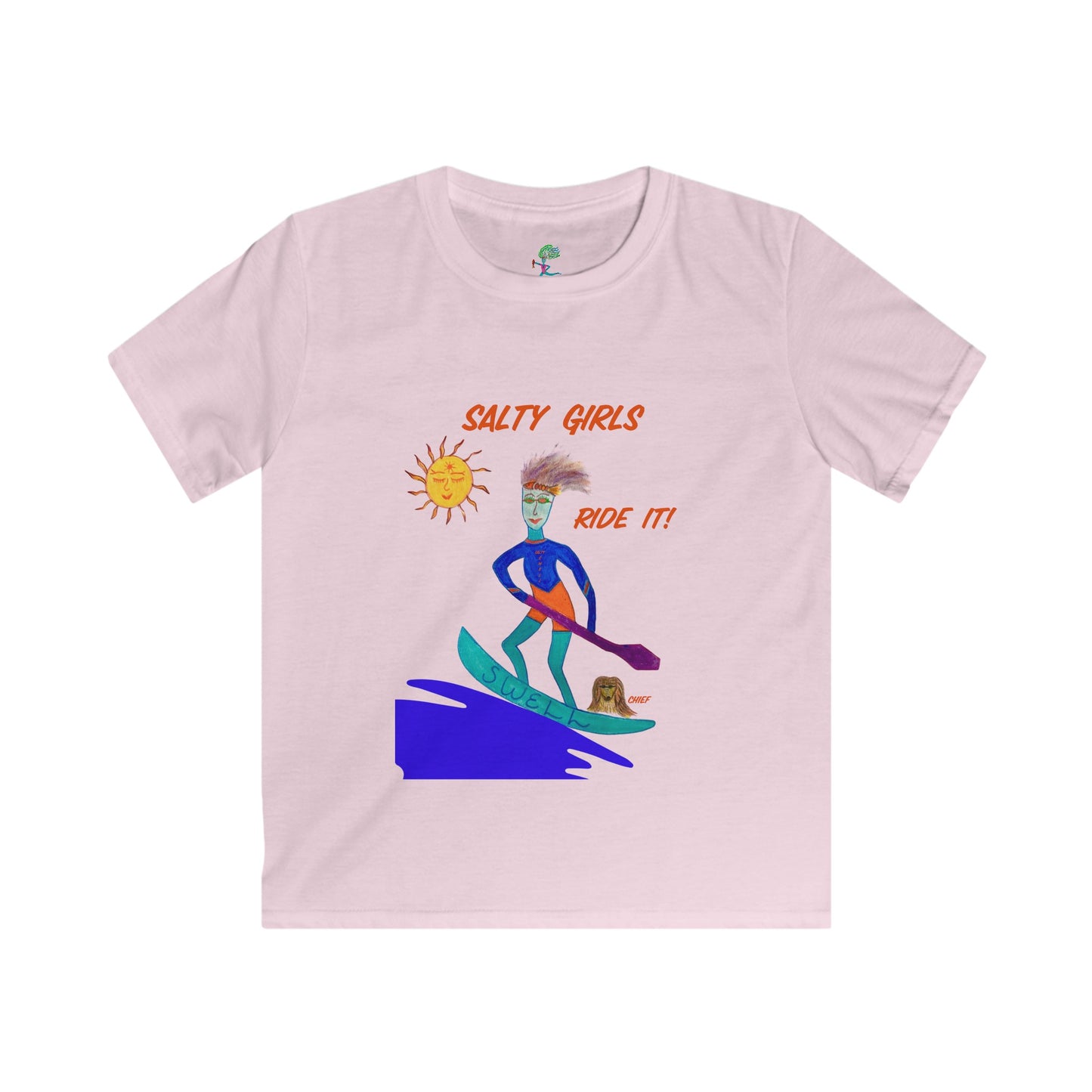 Salty Swell and Chief "Ride it" - Kids Softstyle Tee