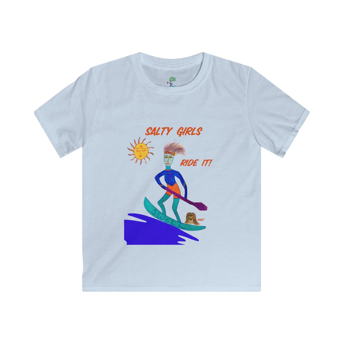 Salty Swell and Chief "Ride it" - Kids Softstyle Tee