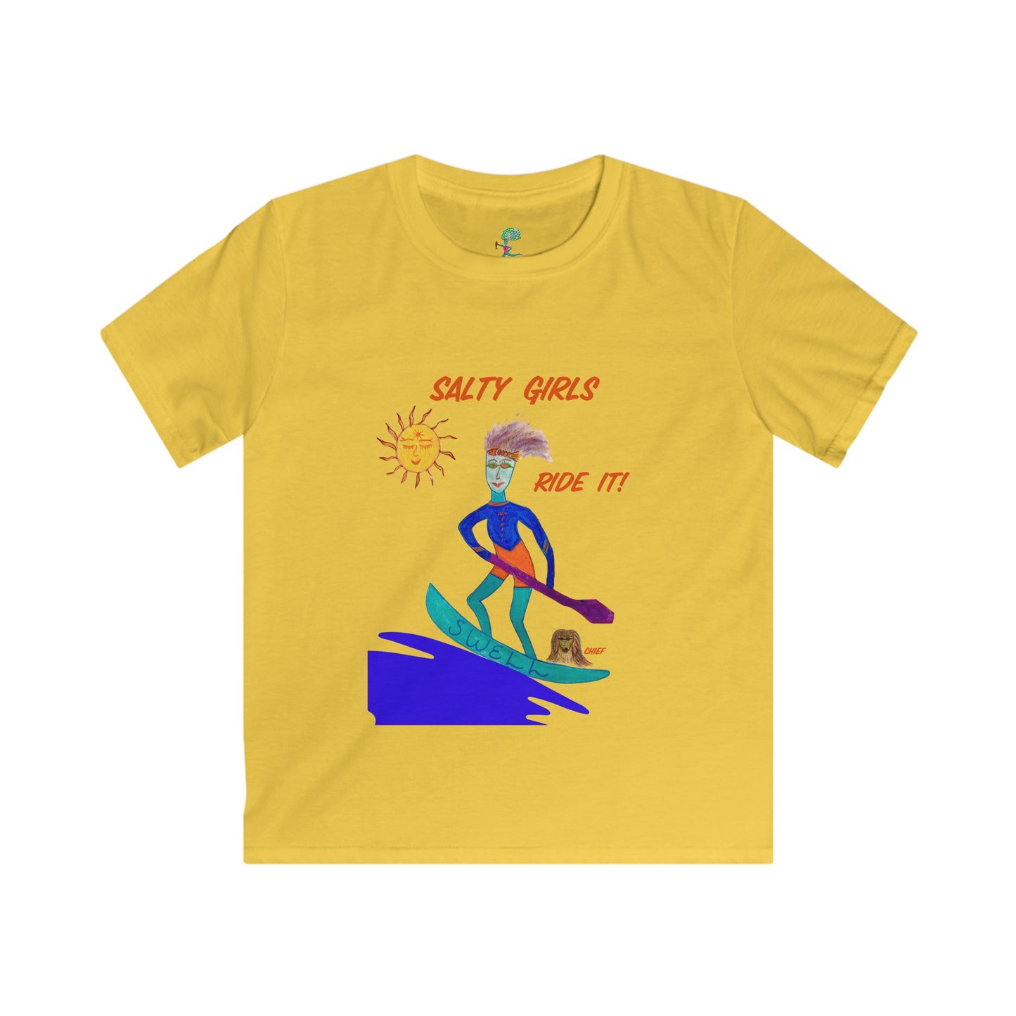 Salty Swell and Chief "Ride it" - Kids Softstyle Tee