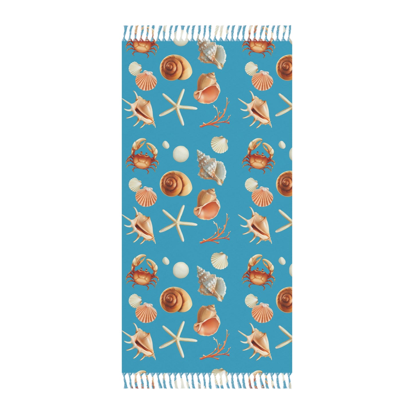 Boho Beach Towel with Seashell Design