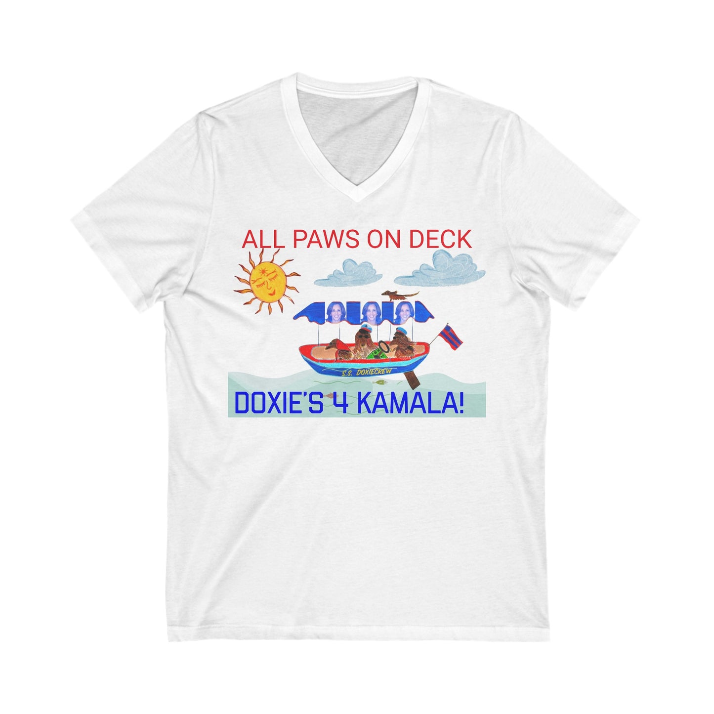 All Paws on Deck- Unisex Jersey Short Sleeve V-Neck Tee