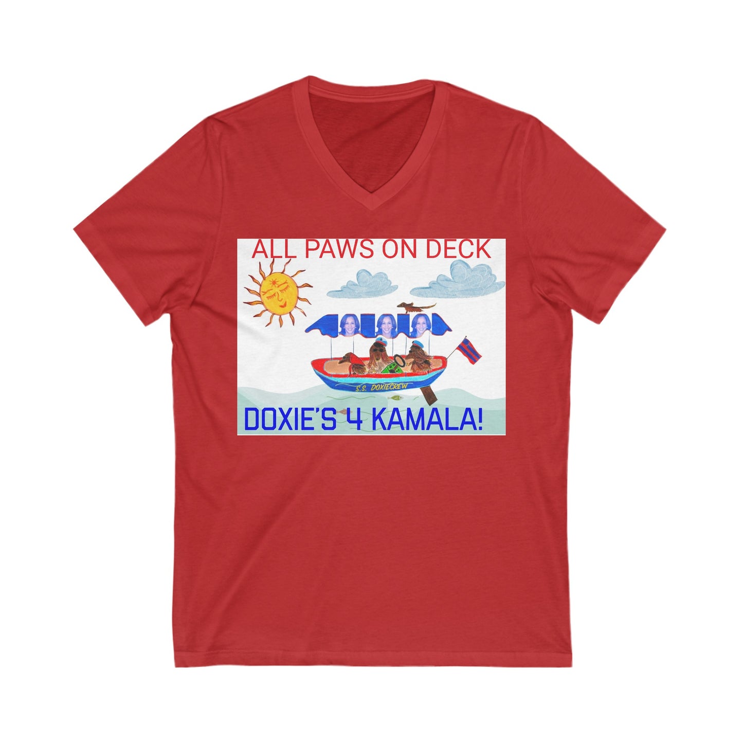 All Paws on Deck- Unisex Jersey Short Sleeve V-Neck Tee