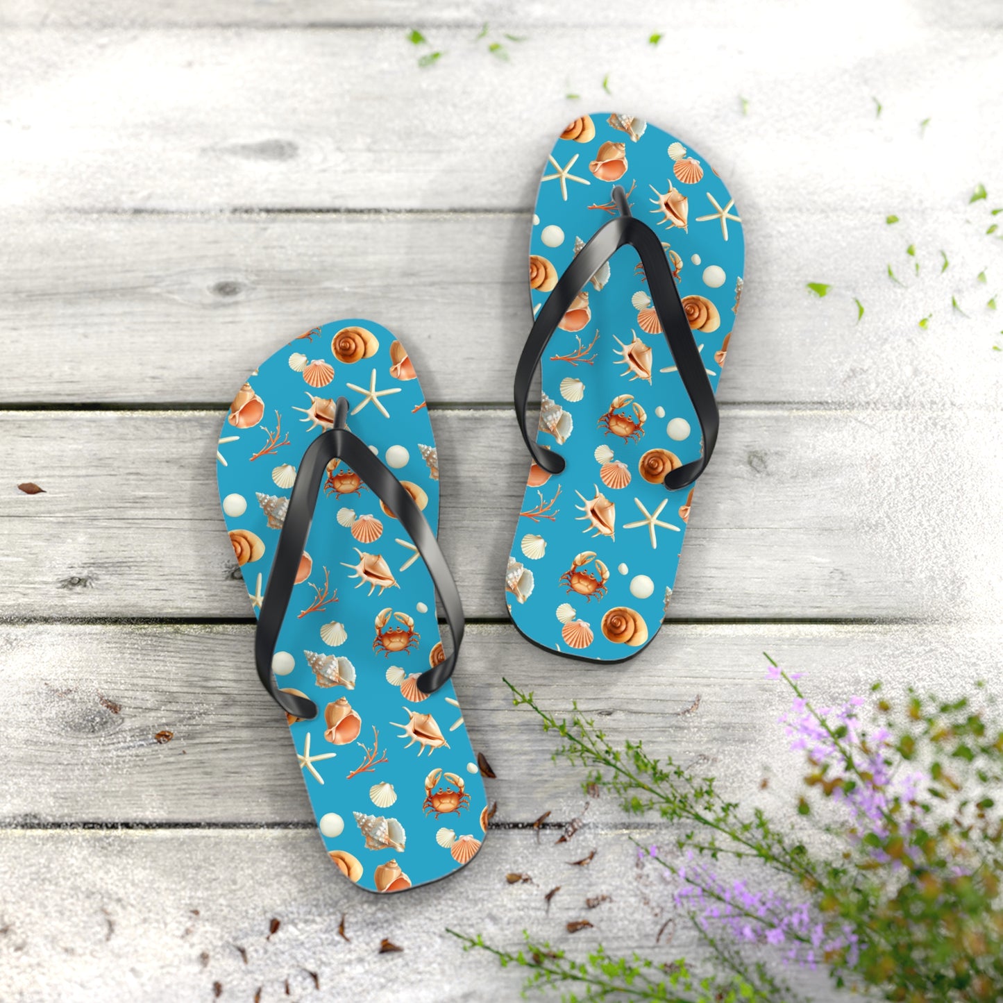 Sea Shells by the Seashore Flip Flops (M = 9/10 US)