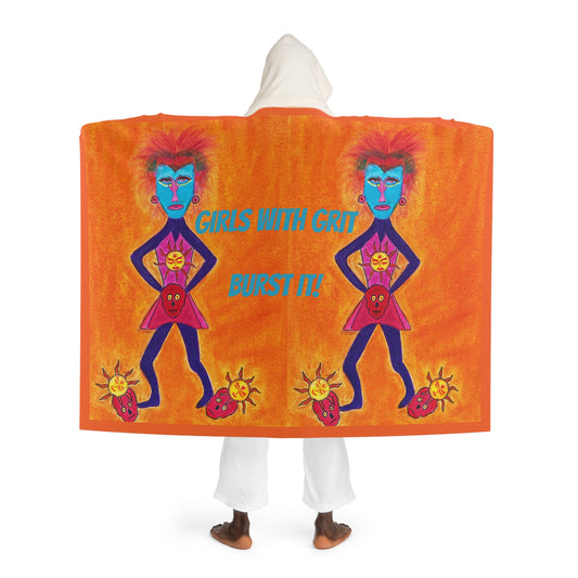 Super Heroine Burst! - Hooded Sherpa Fleece Blanket