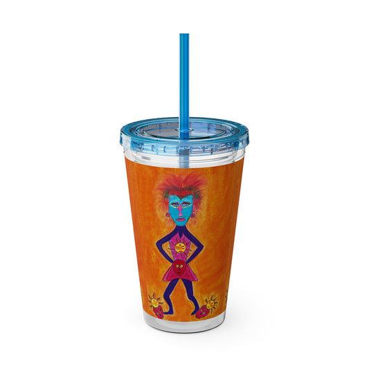 Girls With Grit Burst It! Sunsplash Tumbler with Straw, 16oz