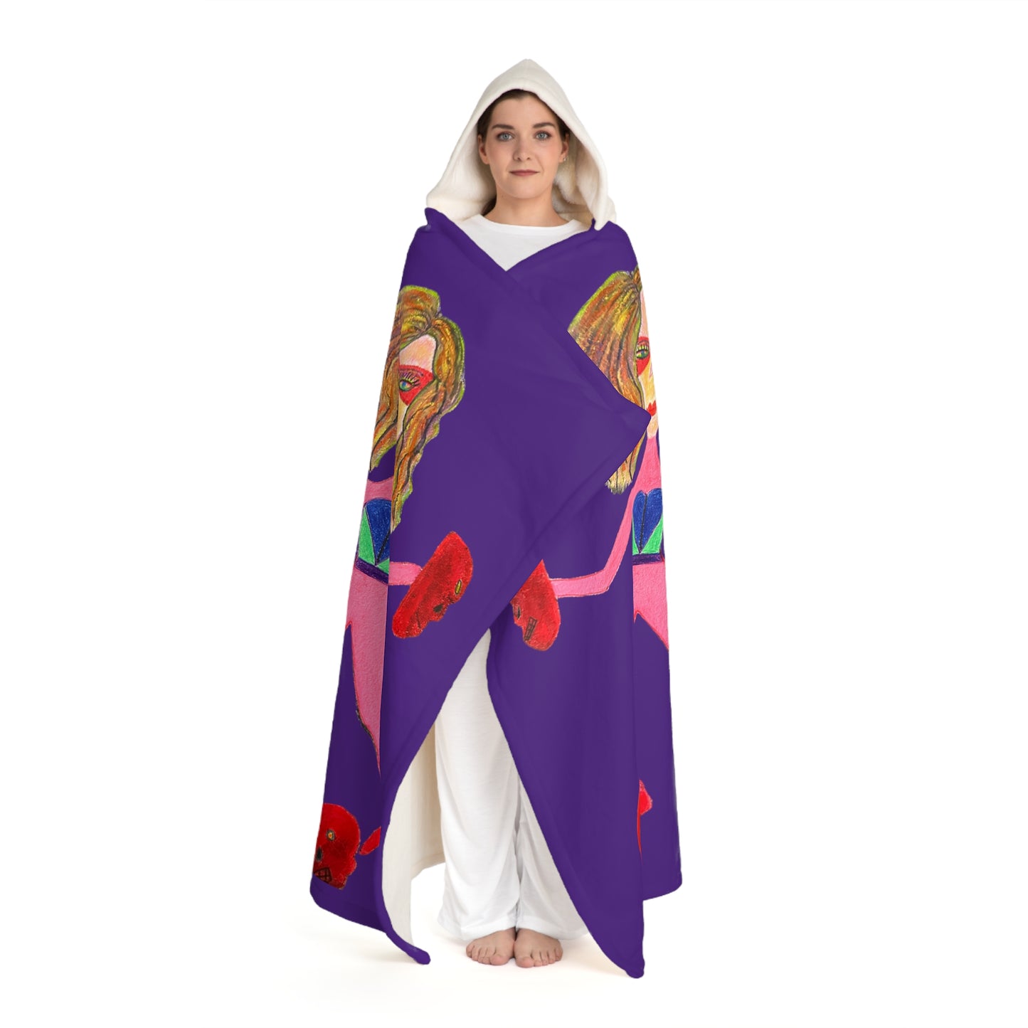 Super Heroine Push!  - Hooded Sherpa Fleece Blanket