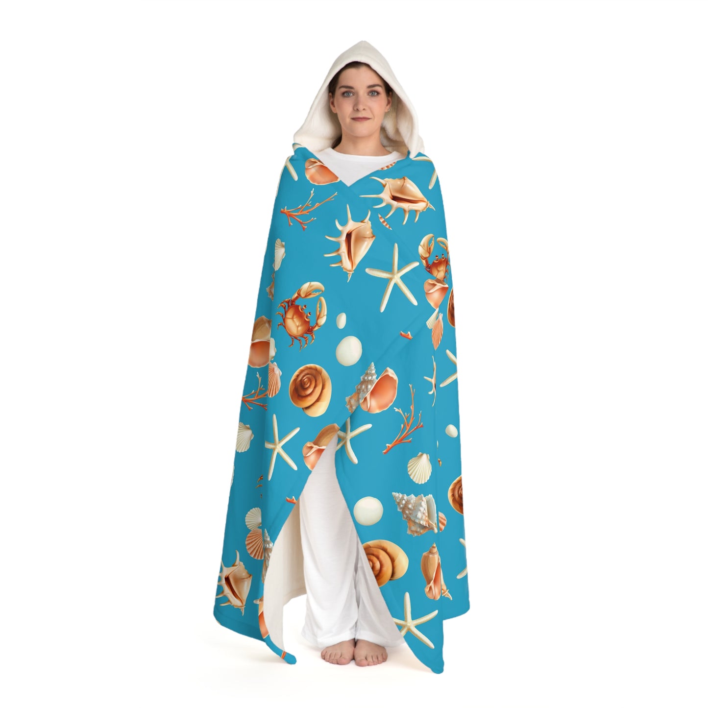 She Sells Sea Shells - Hooded Sherpa Fleece Blanket