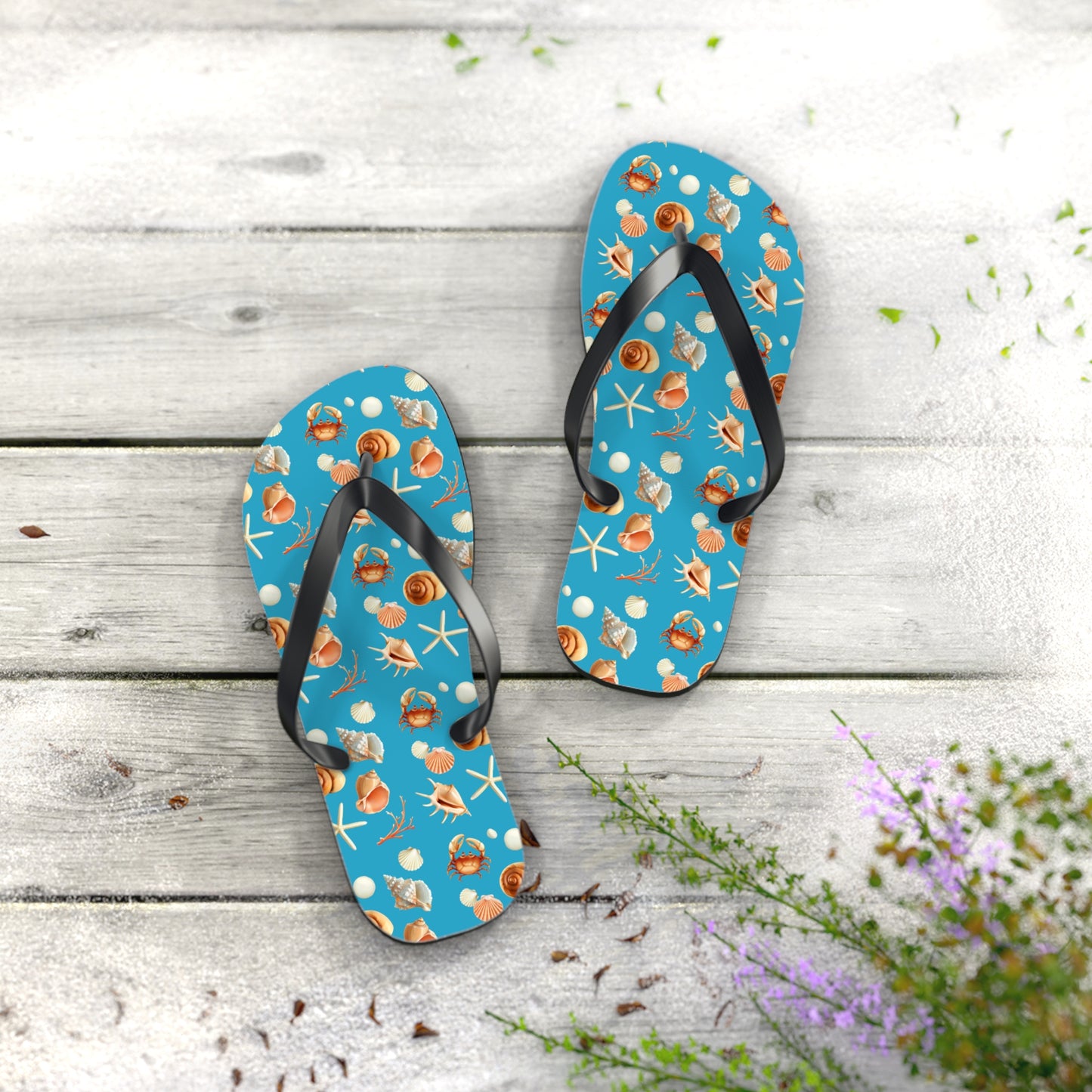 Sea Shells by the Seashore Flip Flops (S = 7/8  US)