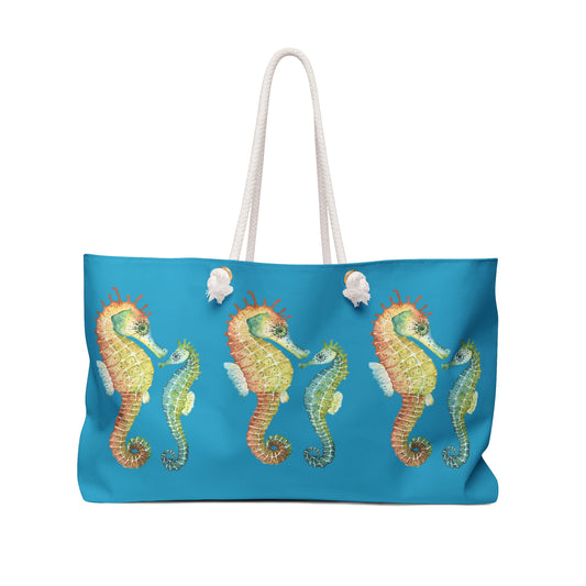 Sea Horse Love Beach Tote in Blue