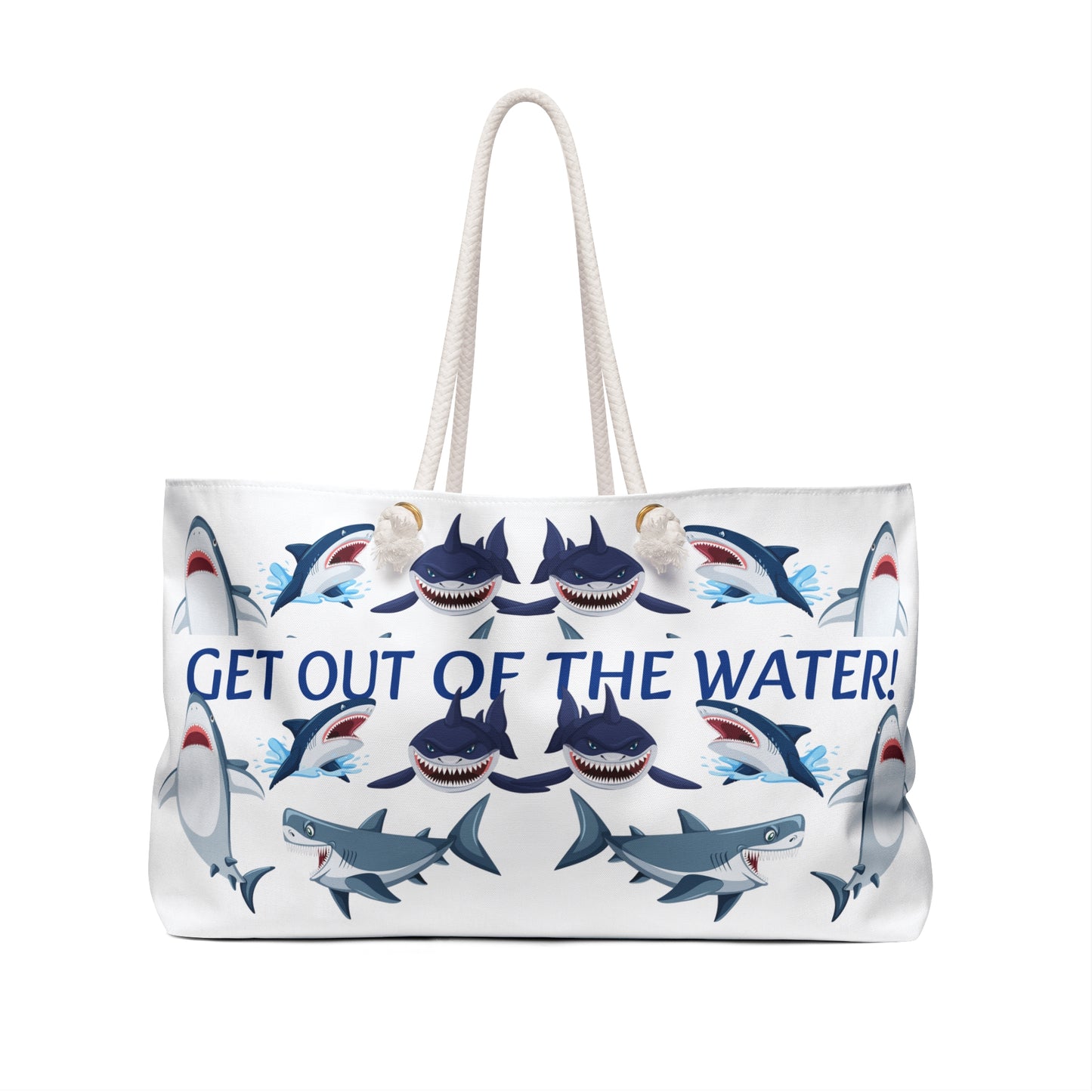 " Get Out of The Water! " Beach Tote Bag (White)